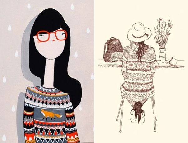 Нарисовать девочку в свитере