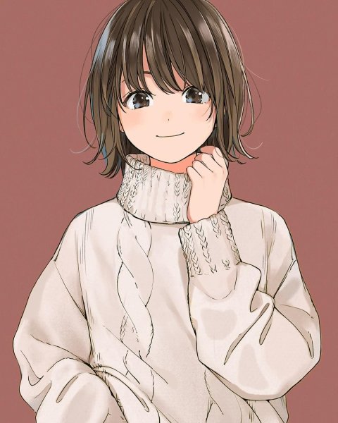 Аниме девушка в водолазке