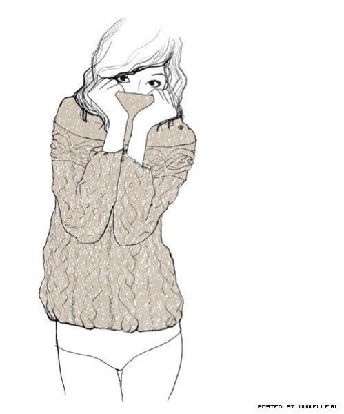 Нарисованная девушка в свитере