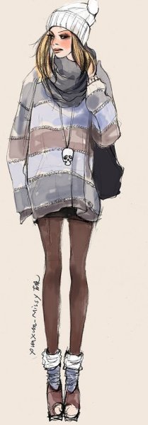 Нарисованная девушка в свитере