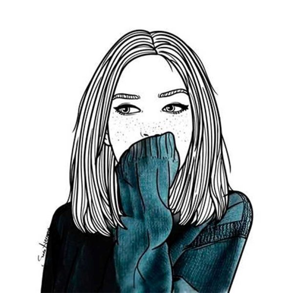 Нарисованная девочка с факом