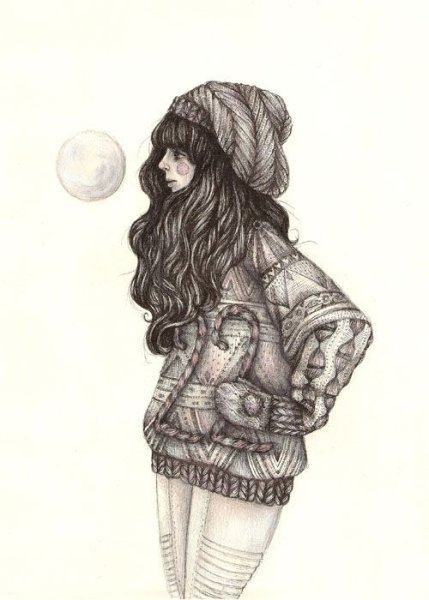 Нарисованная девушка в свитере