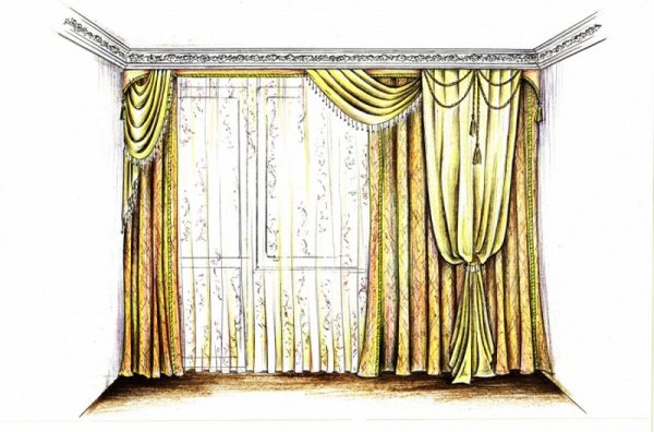Эскиз штор в гостиную