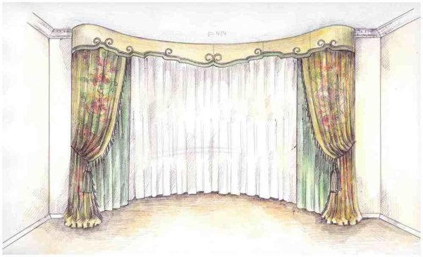 Эскиз штор в гостиную