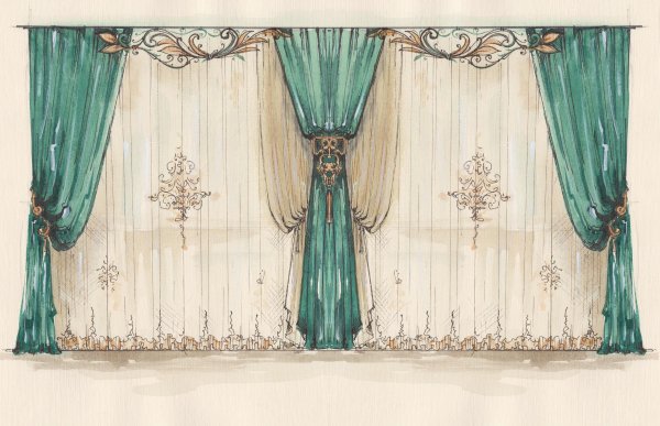 Эскиз штор гардины