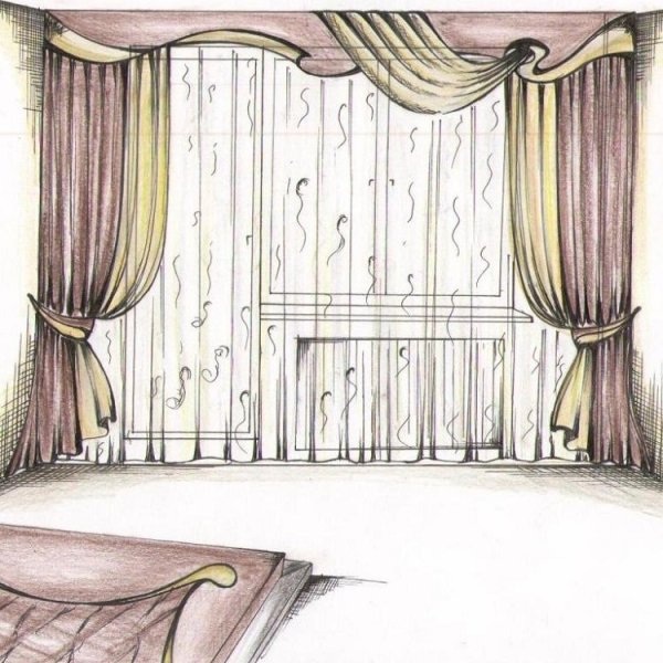 Нарисованные шторы красками