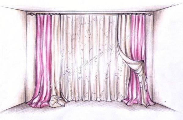 Эскизы ламбрекенов в карандаше