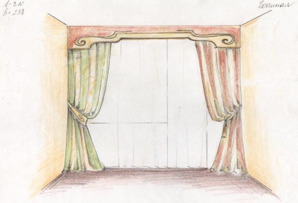 Эскиза штор на три окна