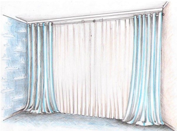 Эскиз штор в интерьере