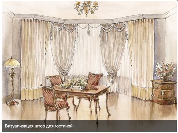 Скетч шторы в интерьере