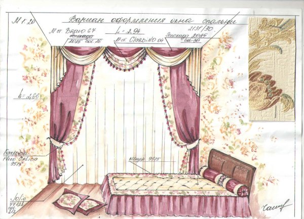 Эскизы штор дизайнеров