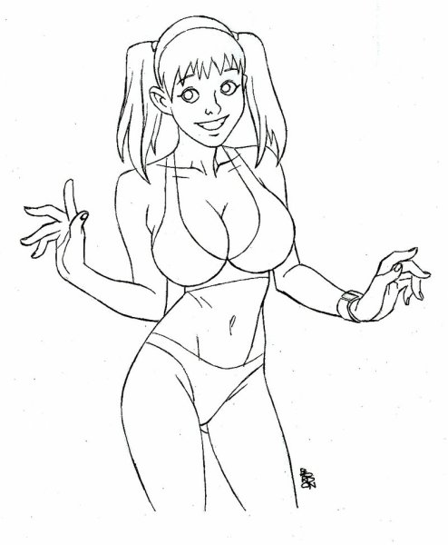 Девушка в купальнике рисунок карандашом