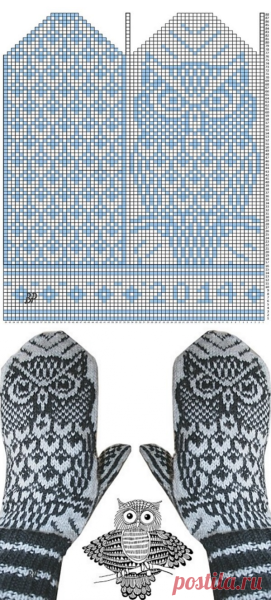 Красивые варежки жаккард