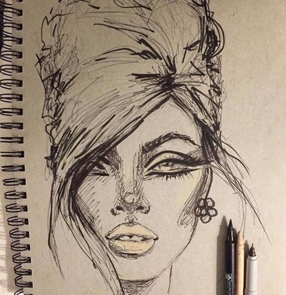 Фэшн портрет карандашом