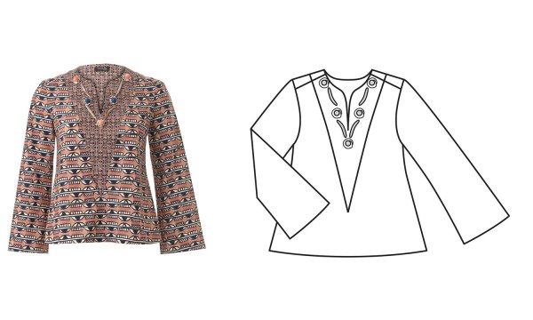 Блузы с геометричным крупным рисунком