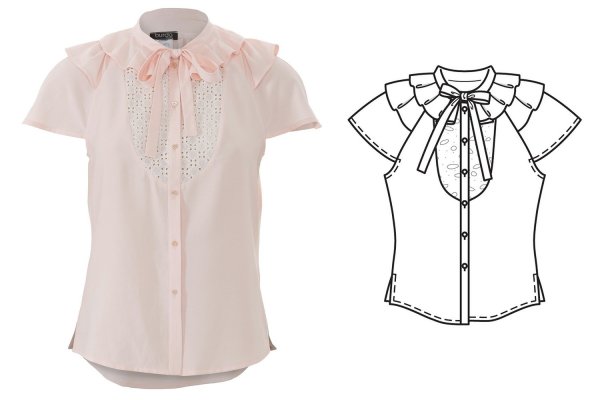 Технический рисунок блузка с рюшами