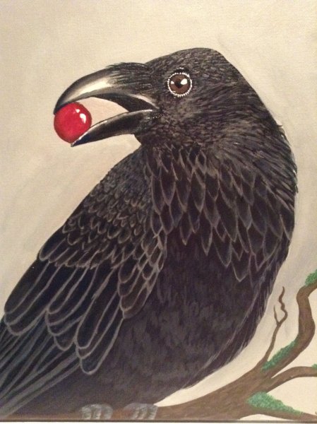 Ворон с глазом в клюве