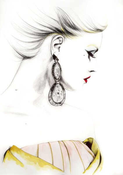 Нарисованная девушка с украшениями