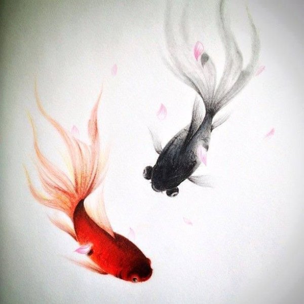 Рыбки акварель эскиз