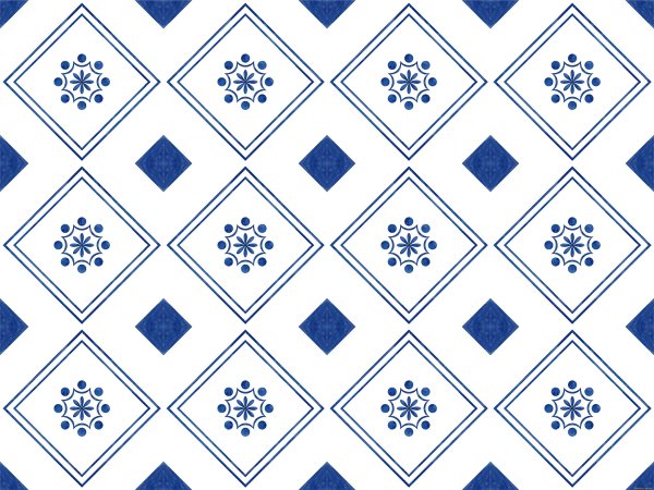 Плитка белая с синим узором