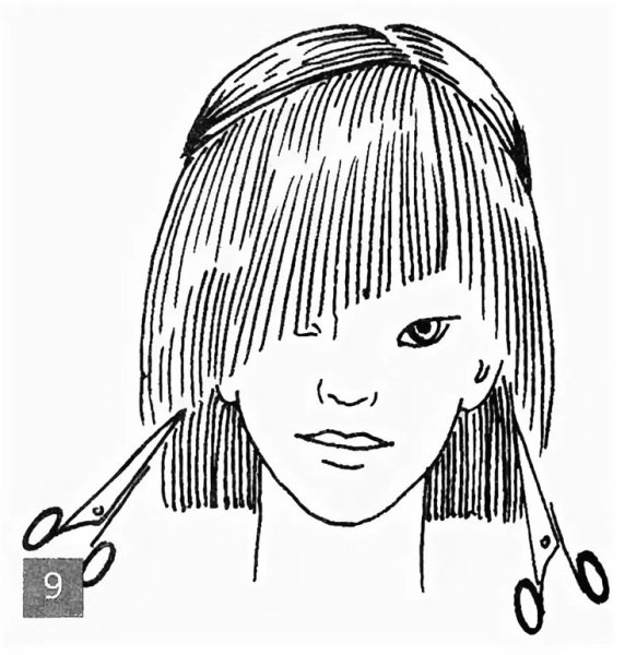 Схема стрижки челки