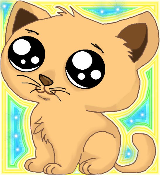 Мультяшный котенок с большими глазами