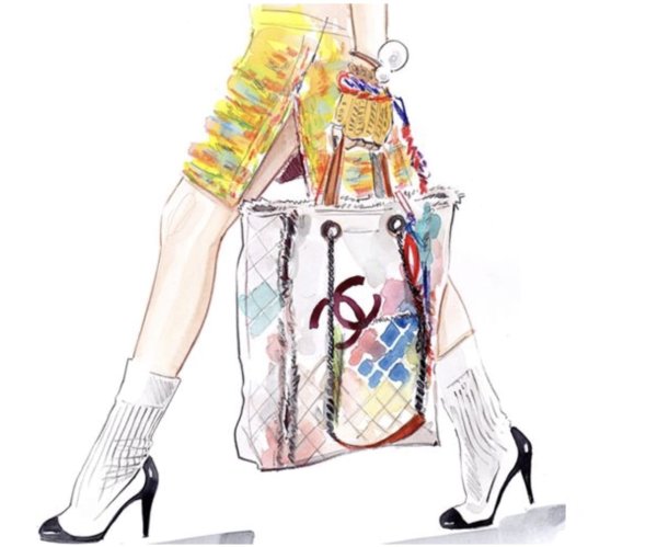 Фэшн иллюстрация сумка