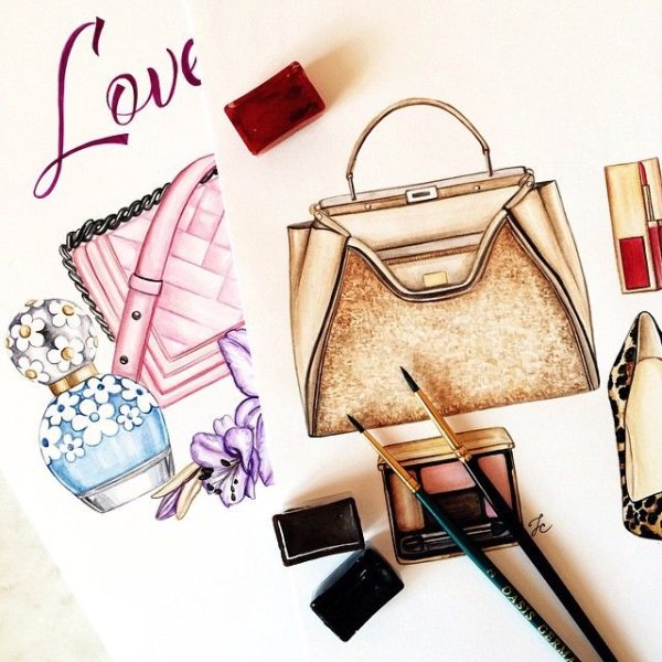 Фэшн иллюстрация аксессуары