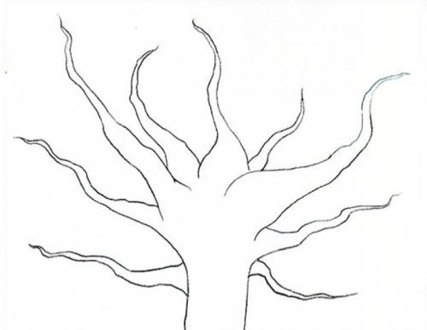 Осеннее дерево карандашом