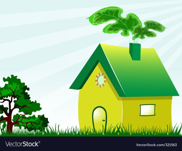 Мультяшный зеленый домик