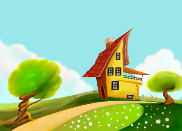 Дом нарисованный мультяшный