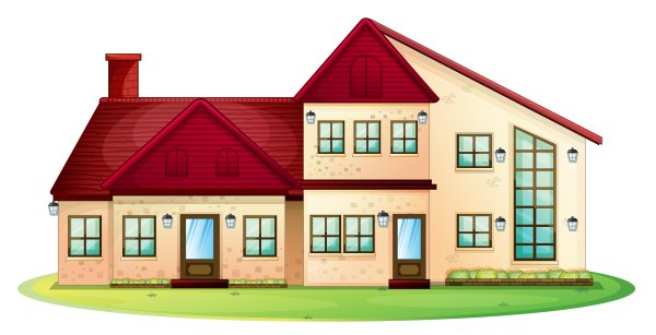 Домик с красной крышей вектор