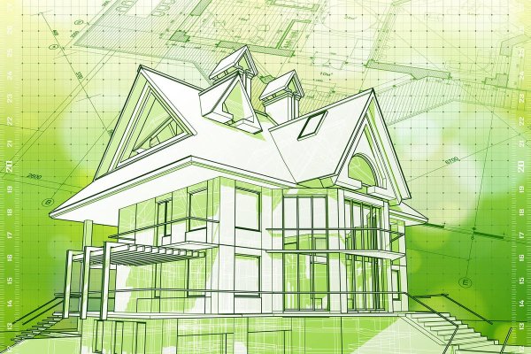 Коттедж на зеленом фоне