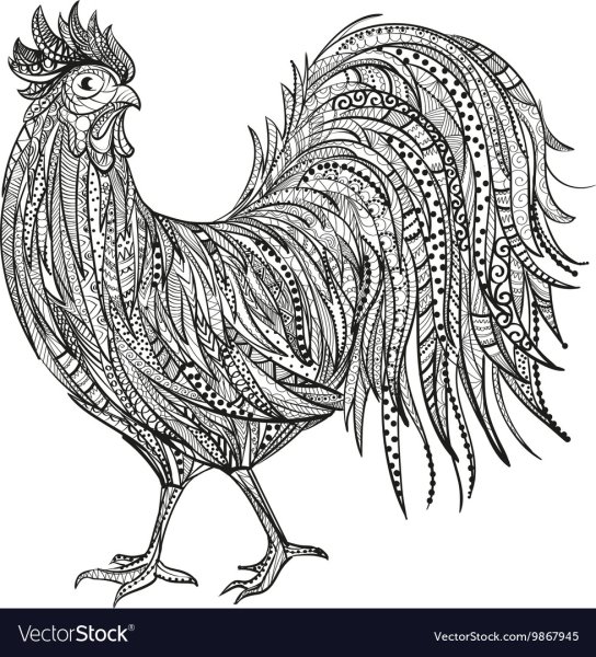 Антистрессовая раскраска петушок