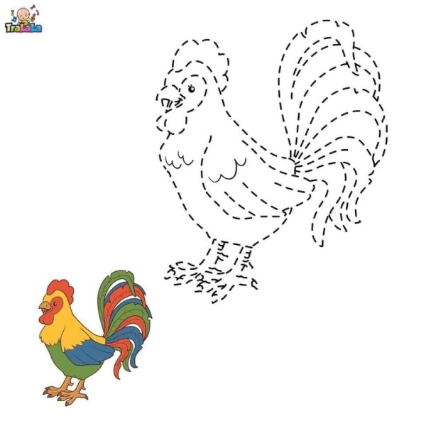 Рисование по точкам петушок