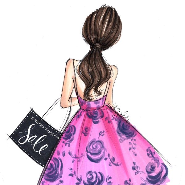 Модные иллюстрации девушек со спины