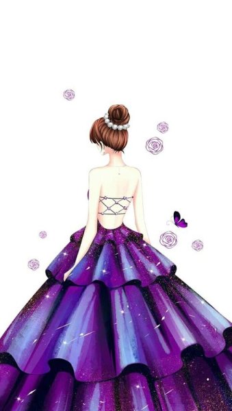 Нарисованные девушки в платьях