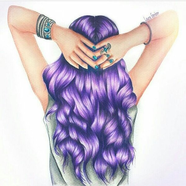 Фиолетовые Рисованные волосы