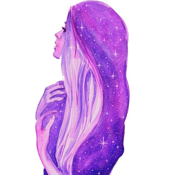 Девушка с космическими волосами