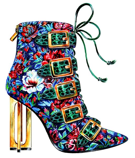 Нарисованная обувь цветная