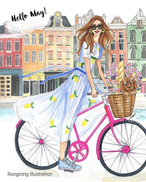 Модные иллюстрации велосипед