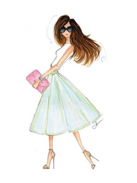 Картинки для срисовки девушки в платьях