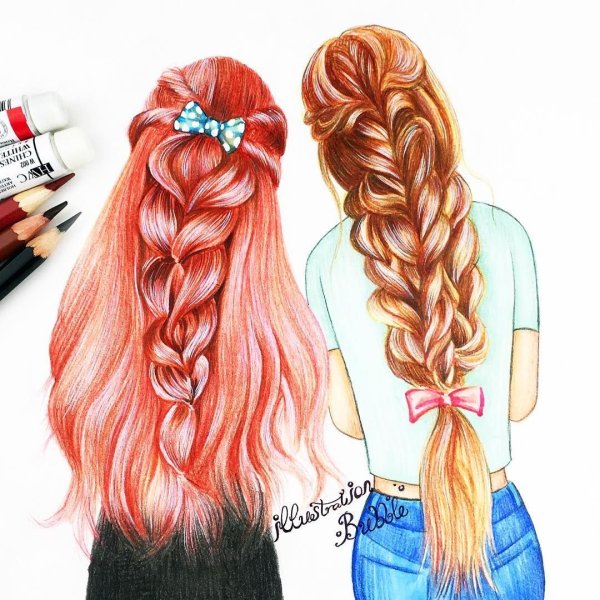 Косы карандашом