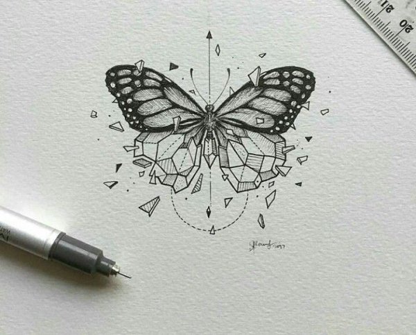 Бабочка тату эскиз