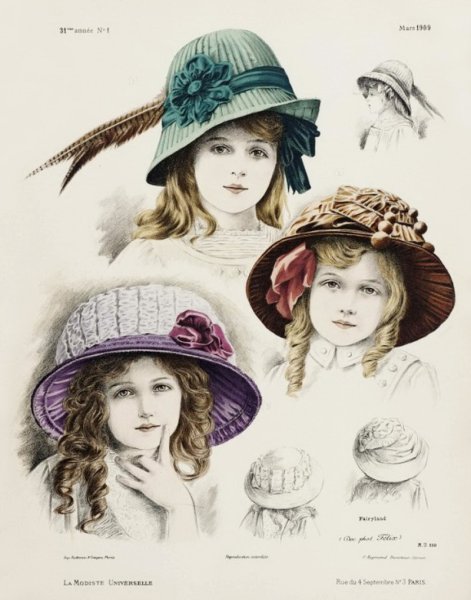 Старинные шляпы женские для детей