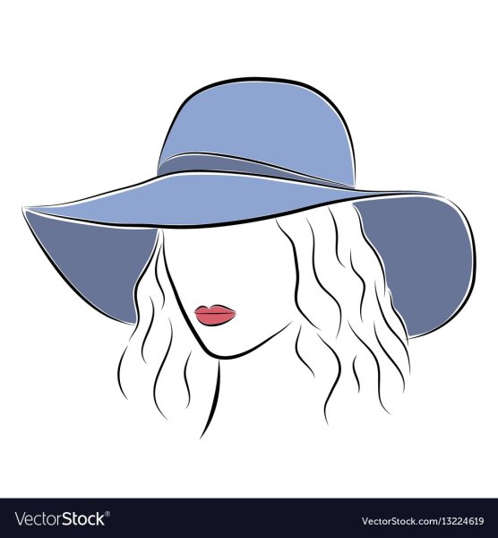Эскиз девушка в широкополой шляпе