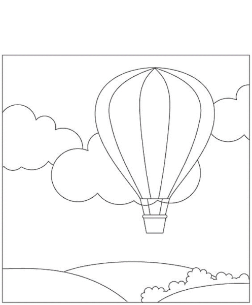 Воздушный шар с корзиной трафарет