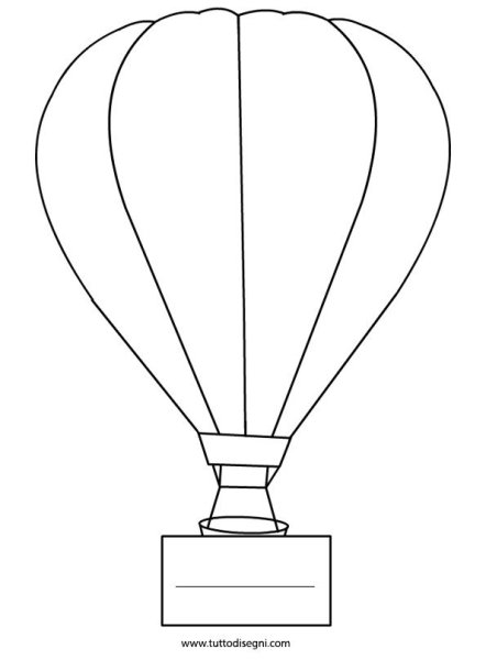 Воздушный шар с корзиной трафарет