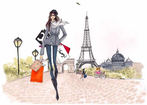 Девушка в Париже рисовать
