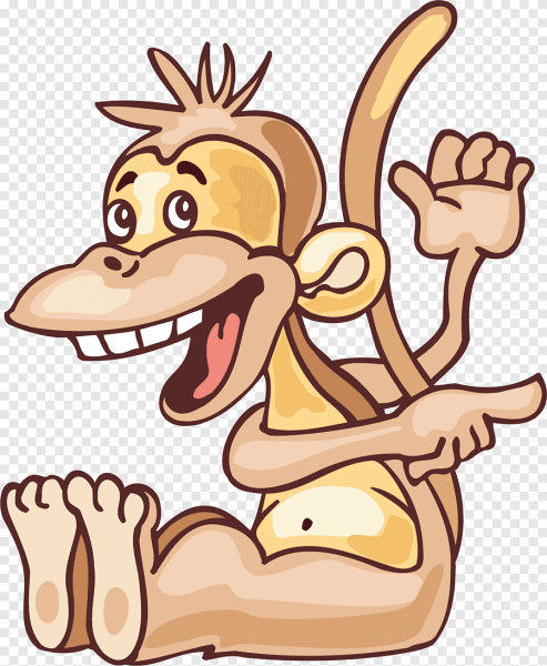 Смешная рисованная обезьянка